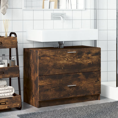 vidaXL Waschbeckenunterschrank Räuchereiche 78x37x59 cm Holzwerkstoff