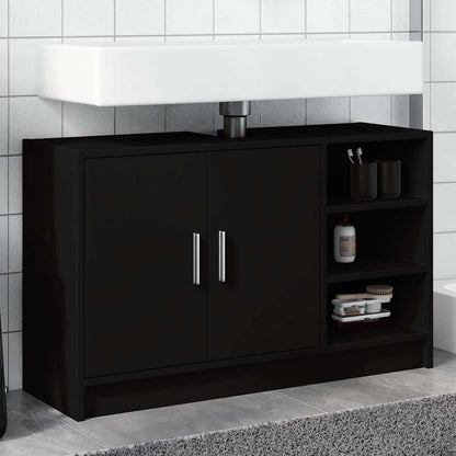 vidaXL Waschbeckenunterschrank Schwarz 90x29x55 cm Holzwerkstoff