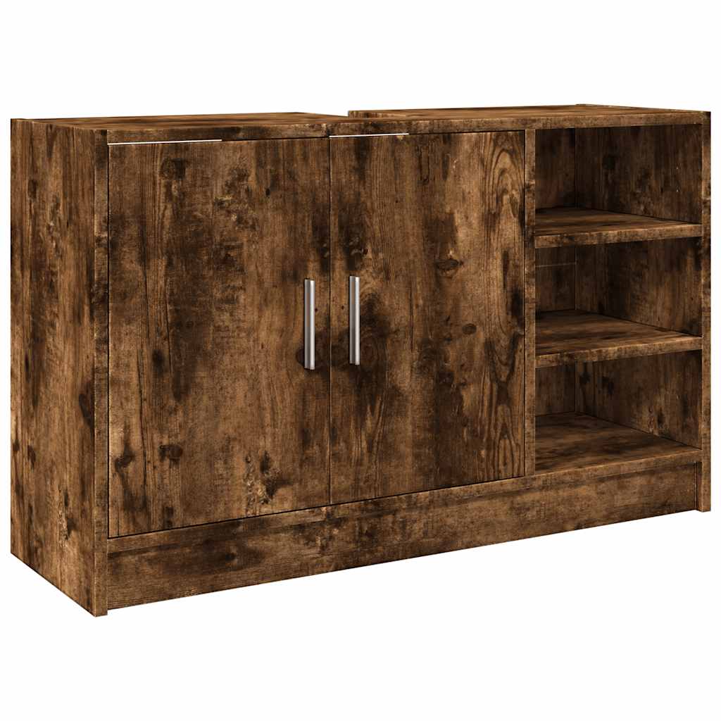 vidaXL Meuble sous-lavabo chêne fumé 90x29x55 cm bois d'ingénierie