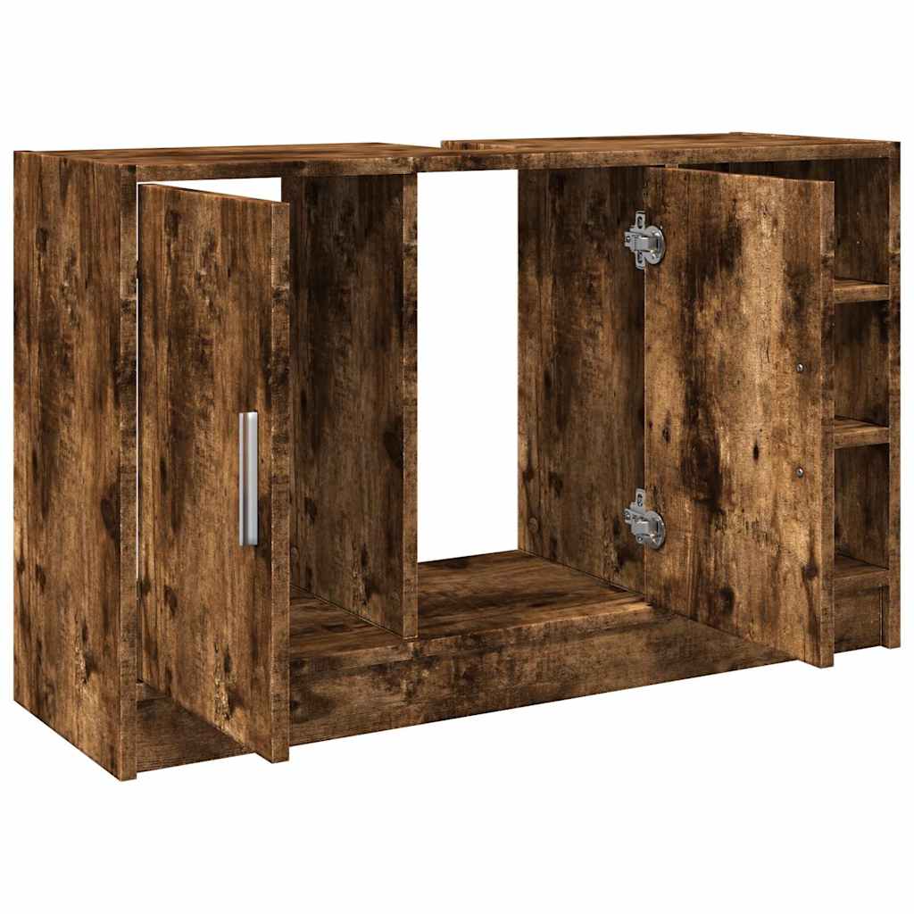 vidaXL Meuble sous-lavabo chêne fumé 90x29x55 cm bois d'ingénierie