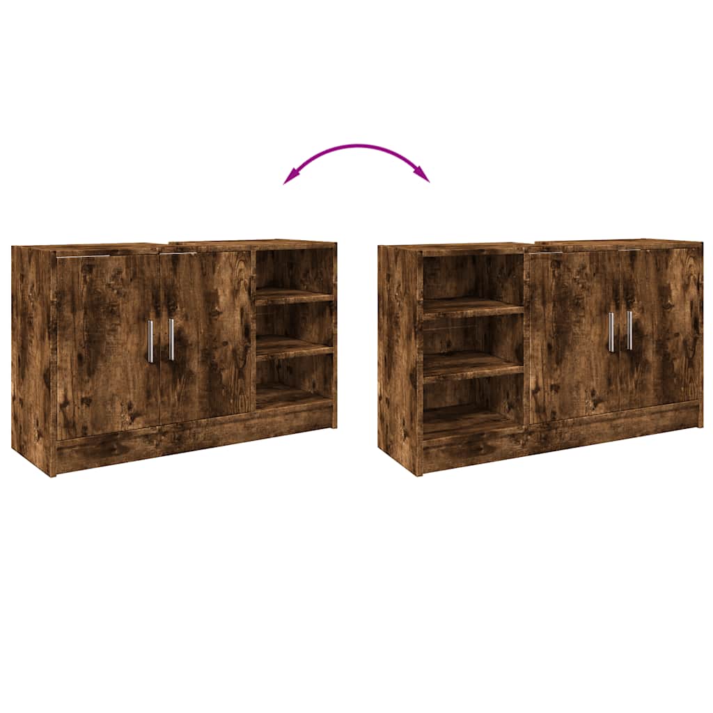 vidaXL Meuble sous-lavabo chêne fumé 90x29x55 cm bois d'ingénierie