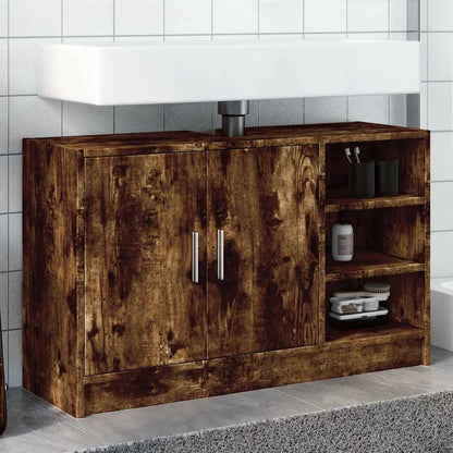 vidaXL Meuble sous-lavabo chêne fumé 90x29x55 cm bois d'ingénierie