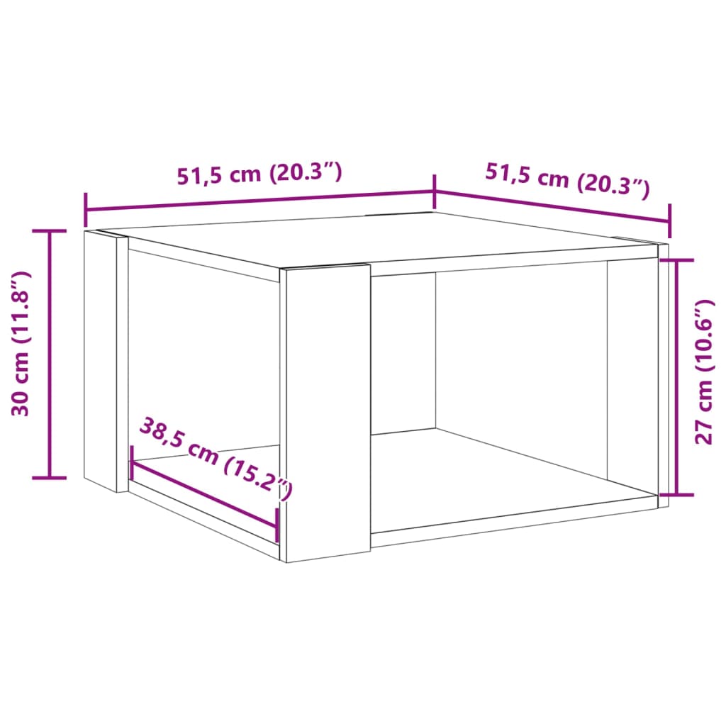 vidaXL Couchtisch Räuchereiche 51,5x51,5x30 cm Holzwerkstoff
