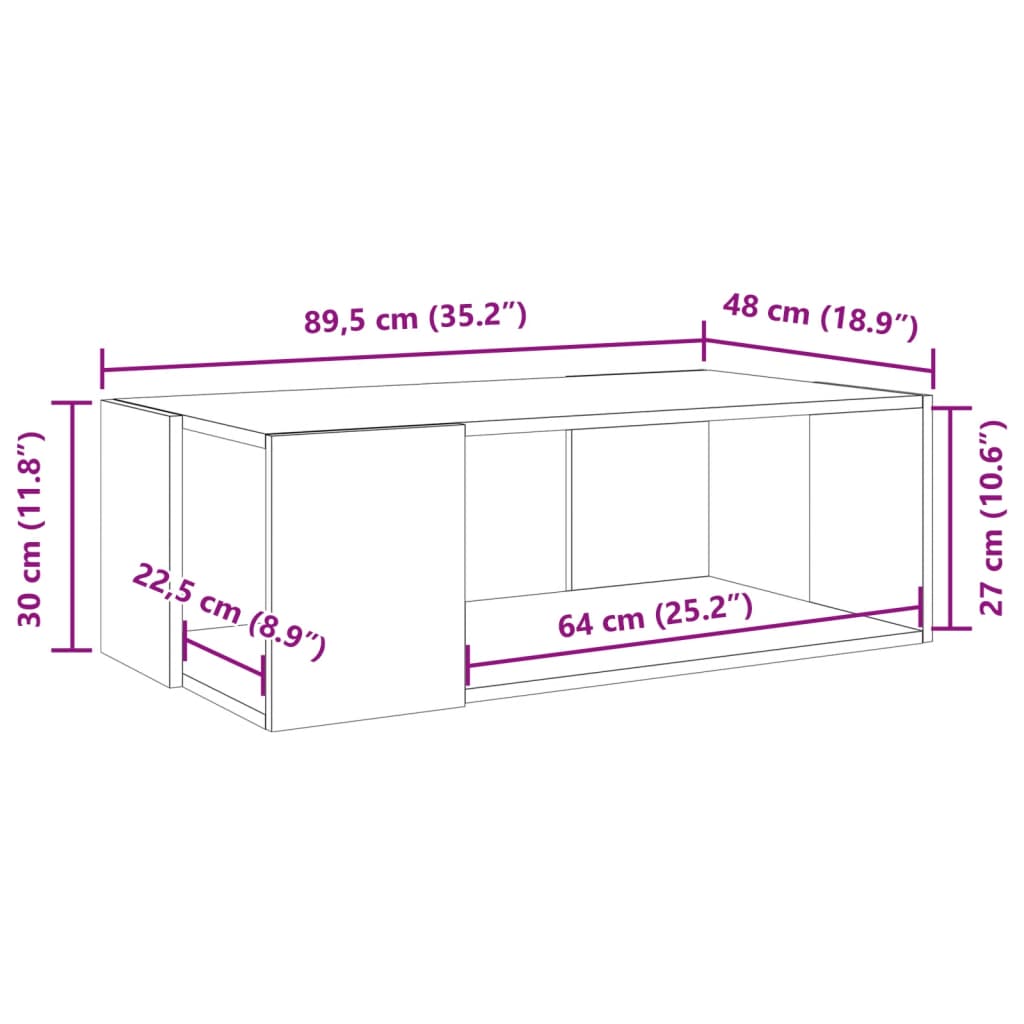 vidaXL Couchtisch Weiß 89,5x48x30 cm Holzwerkstoff
