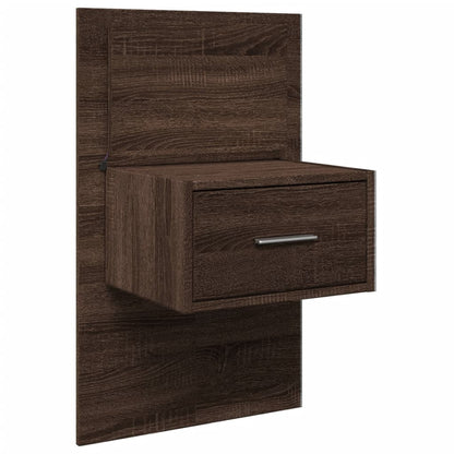 vidaXL Table de chevet murale avec lumières LED aspect chêne marron