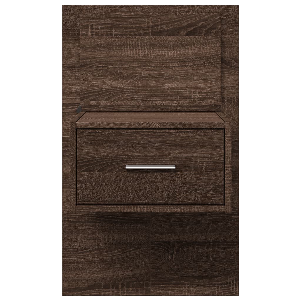 vidaXL Table de chevet murale avec lumières LED aspect chêne marron