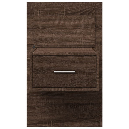 vidaXL Table de chevet murale avec lumières LED aspect chêne marron