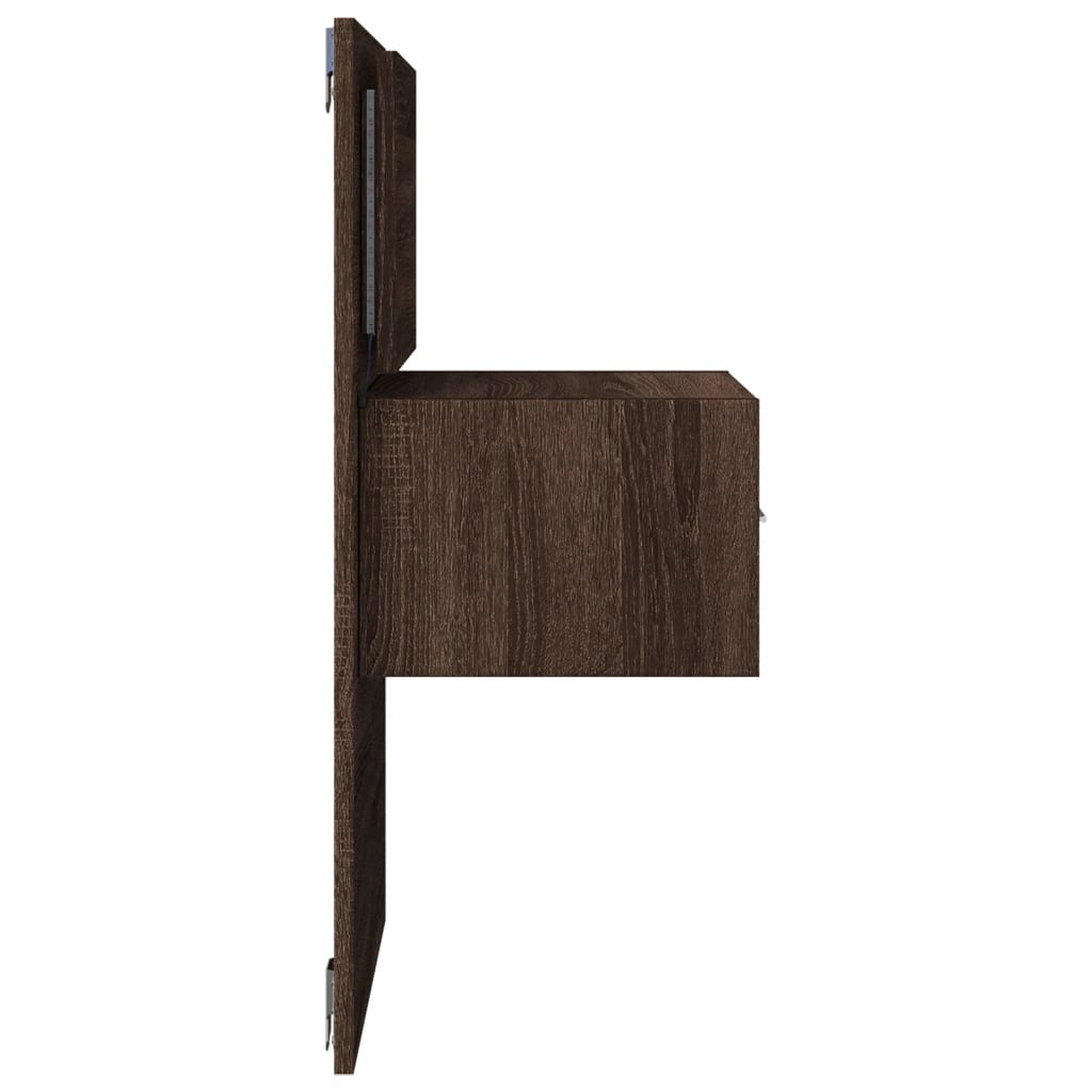 vidaXL Table de chevet murale avec lumières LED aspect chêne marron