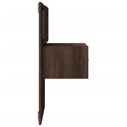 vidaXL Table de chevet murale avec lumières LED aspect chêne marron