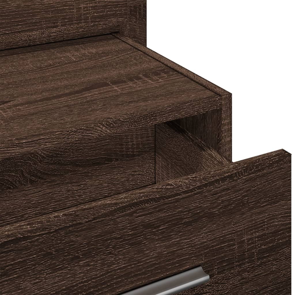 vidaXL Table de chevet murale avec lumières LED aspect chêne marron