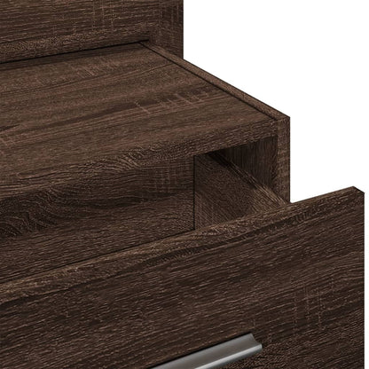 vidaXL Table de chevet murale avec lumières LED aspect chêne marron