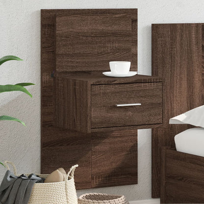 vidaXL Table de chevet murale avec lumières LED aspect chêne marron