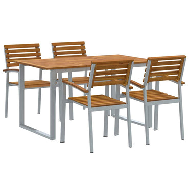 vidaXL Garten Essgruppe 5 pcs Grau Massivholz Akazie