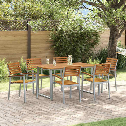 vidaXL Garten Essgruppe 7 pcs Grau Massivholz Akazie
