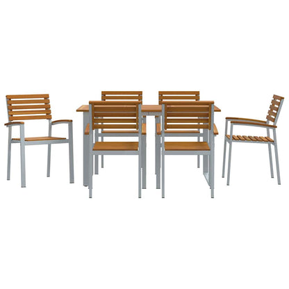 vidaXL Garten Essgruppe 7 pcs Grau Massivholz Akazie