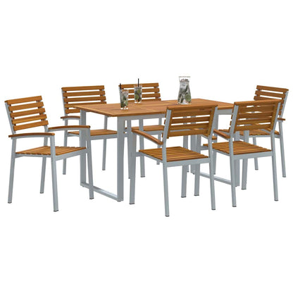 vidaXL Garten Essgruppe 7 pcs Grau Massivholz Akazie