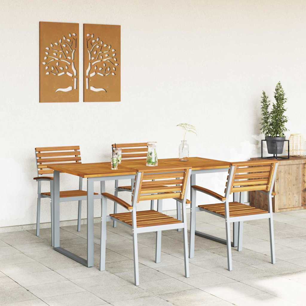 vidaXL Garten Essgruppe 5 pcs Grau Massivholz Akazie