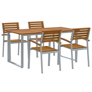 vidaXL Garten Essgruppe 5 pcs Grau Massivholz Akazie