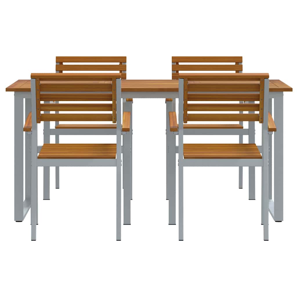 vidaXL Garten Essgruppe 5 pcs Grau Massivholz Akazie