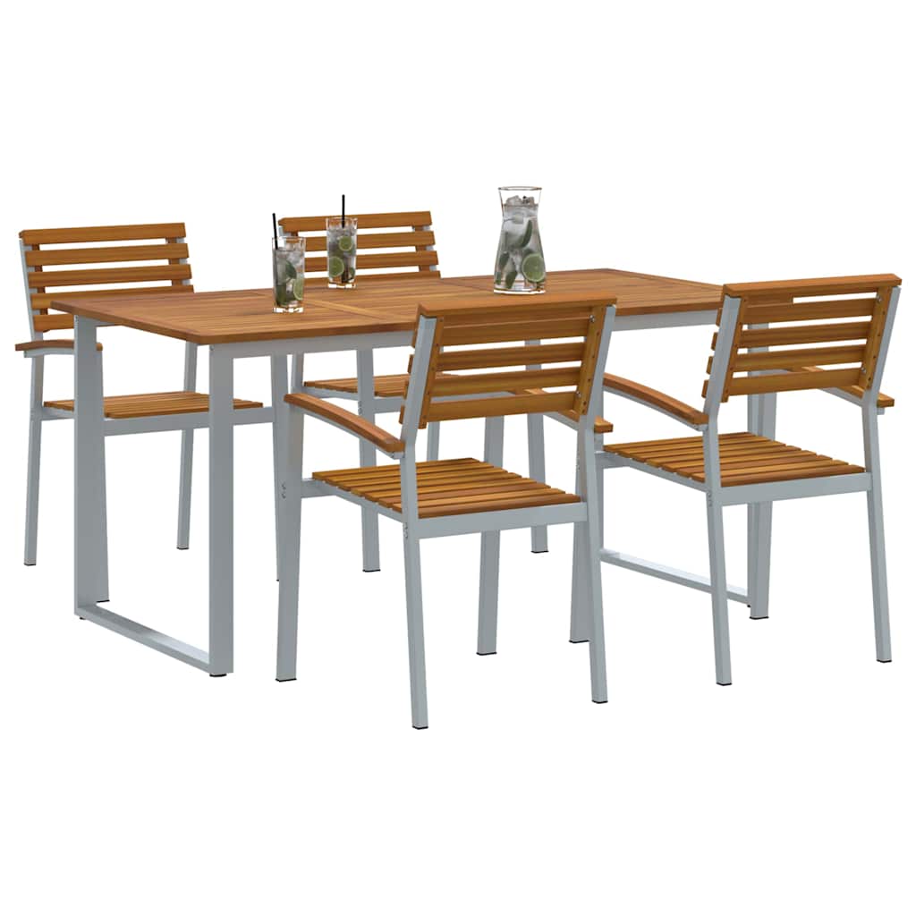 vidaXL Garten Essgruppe 5 pcs Grau Massivholz Akazie