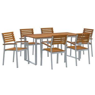 vidaXL Garten Essgruppe 7 pcs Grau Massivholz Akazie