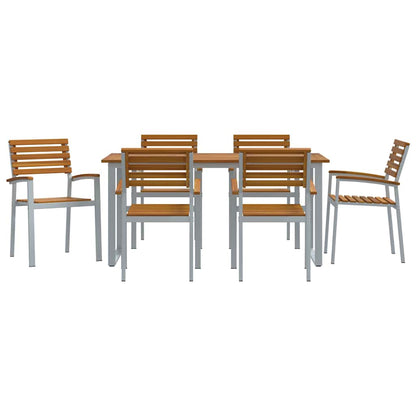 vidaXL Garten Essgruppe 7 pcs Grau Massivholz Akazie