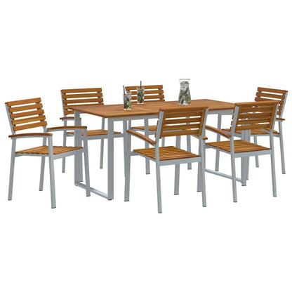 vidaXL Garten Essgruppe 7 pcs Grau Massivholz Akazie