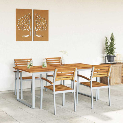 vidaXL Garten Essgruppe 5 pcs Grau Massivholz Akazie