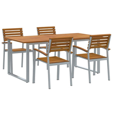 vidaXL Garten Essgruppe 5 pcs Grau Massivholz Akazie