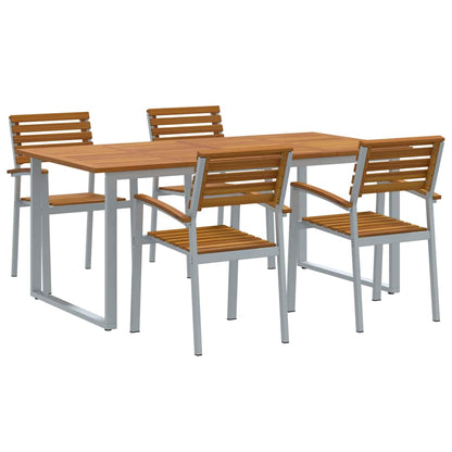 vidaXL Garten Essgruppe 5 pcs Grau Massivholz Akazie