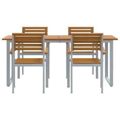 vidaXL Garten Essgruppe 5 pcs Grau Massivholz Akazie