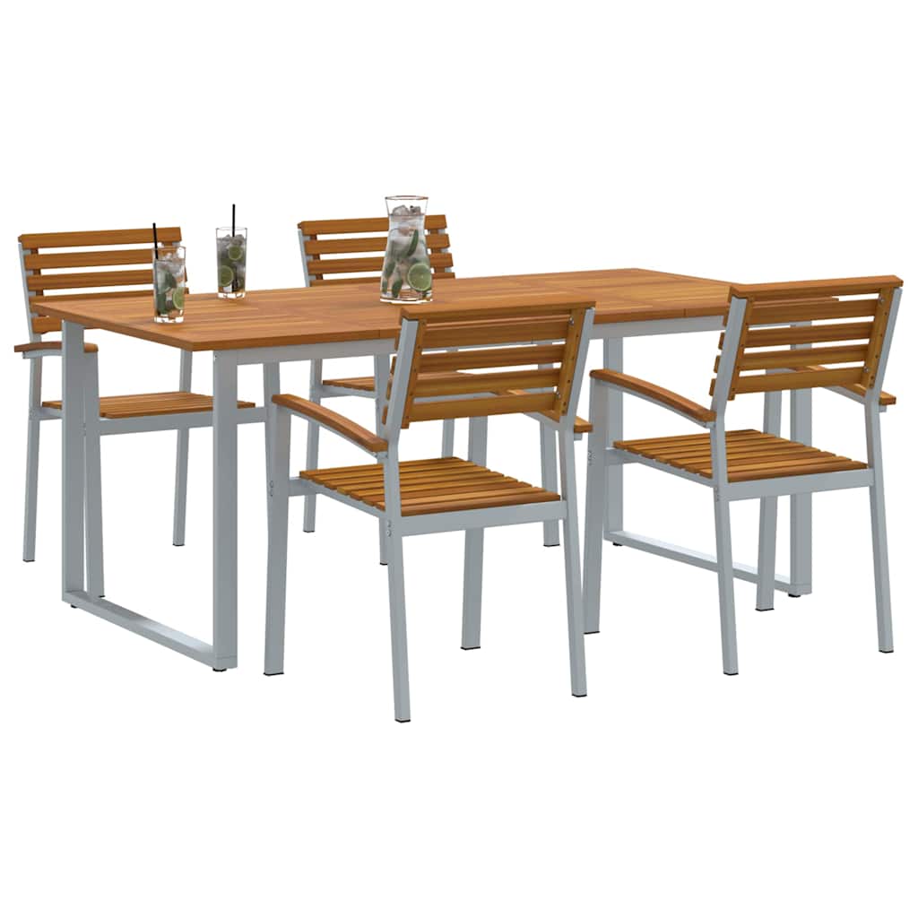 vidaXL Garten Essgruppe 5 pcs Grau Massivholz Akazie