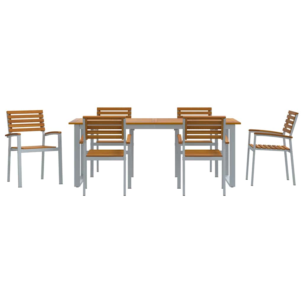 vidaXL Garten Essgruppe 7 pcs Grau Massivholz Akazie