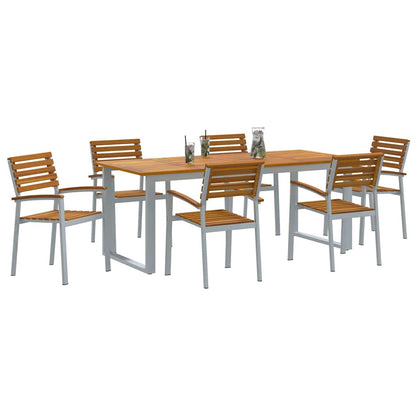 vidaXL Garten Essgruppe 7 pcs Grau Massivholz Akazie