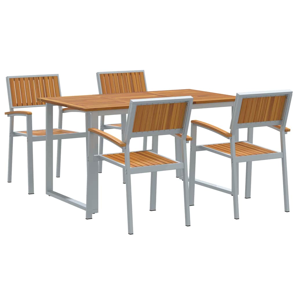 vidaXL Garten Essgruppe 5 pcs Grau Massivholz Akazie