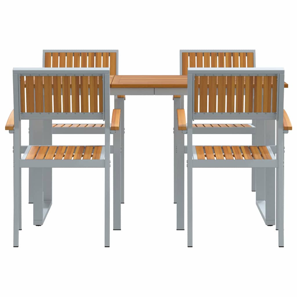 vidaXL Garten Essgruppe 5 pcs Grau Massivholz Akazie