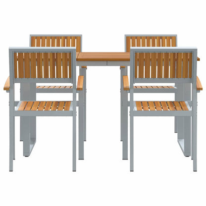 vidaXL Garten Essgruppe 5 pcs Grau Massivholz Akazie