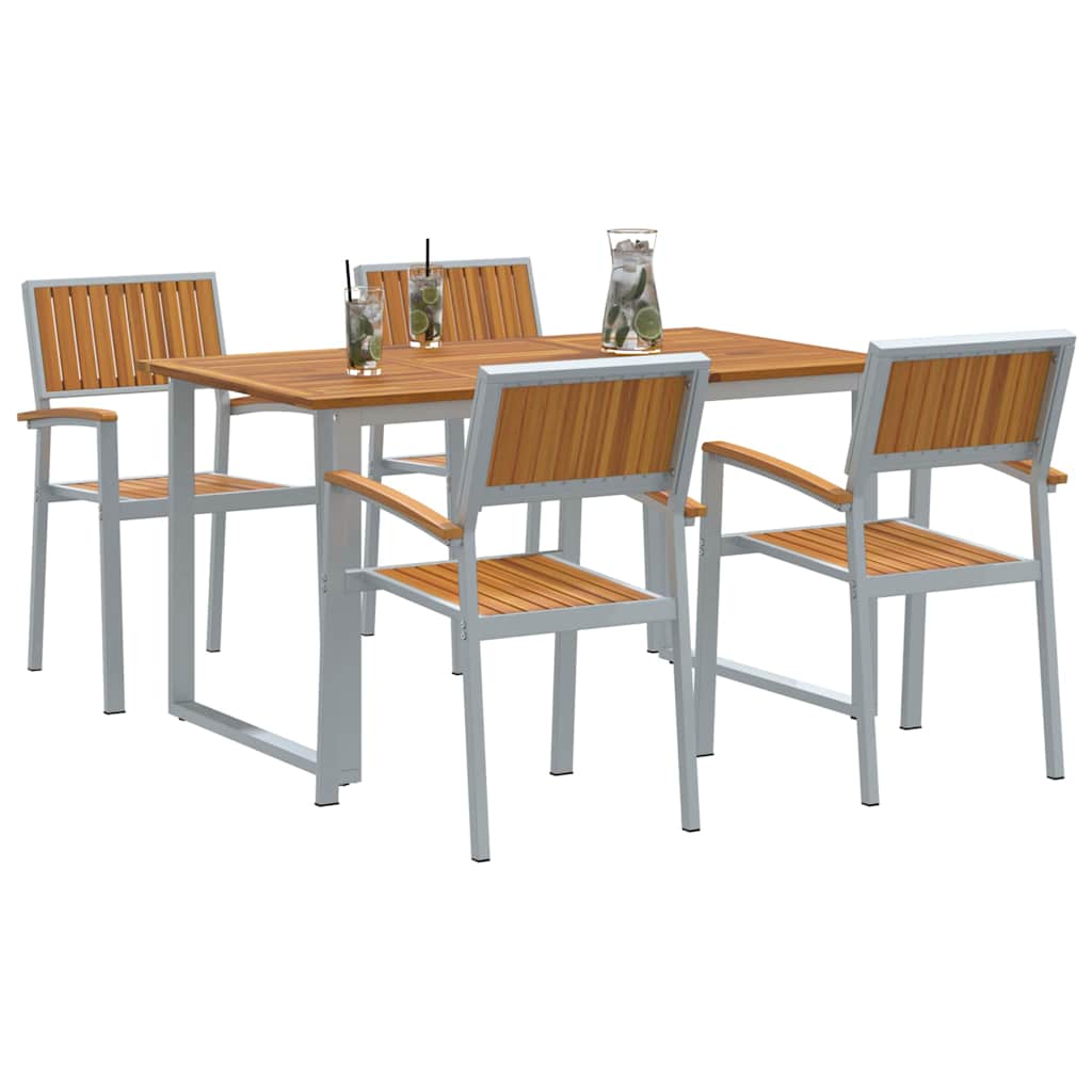 vidaXL Garten Essgruppe 5 pcs Grau Massivholz Akazie