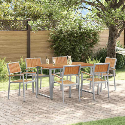 vidaXL Garten Essgruppe 7 pcs Grau Massivholz Akazie