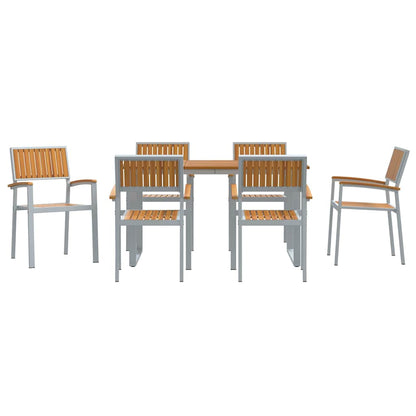 vidaXL Garten Essgruppe 7 pcs Grau Massivholz Akazie