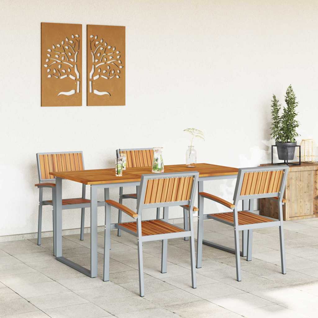 vidaXL Garten Essgruppe 5 pcs Grau Massivholz Akazie