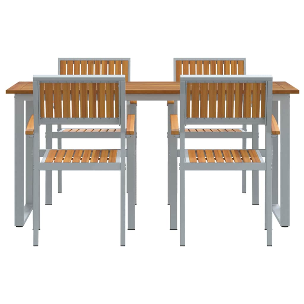 vidaXL Garten Essgruppe 5 pcs Grau Massivholz Akazie