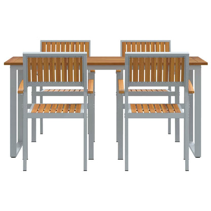 vidaXL Garten Essgruppe 5 pcs Grau Massivholz Akazie