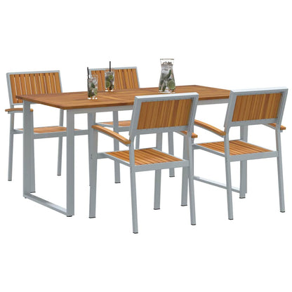 vidaXL Garten Essgruppe 5 pcs Grau Massivholz Akazie