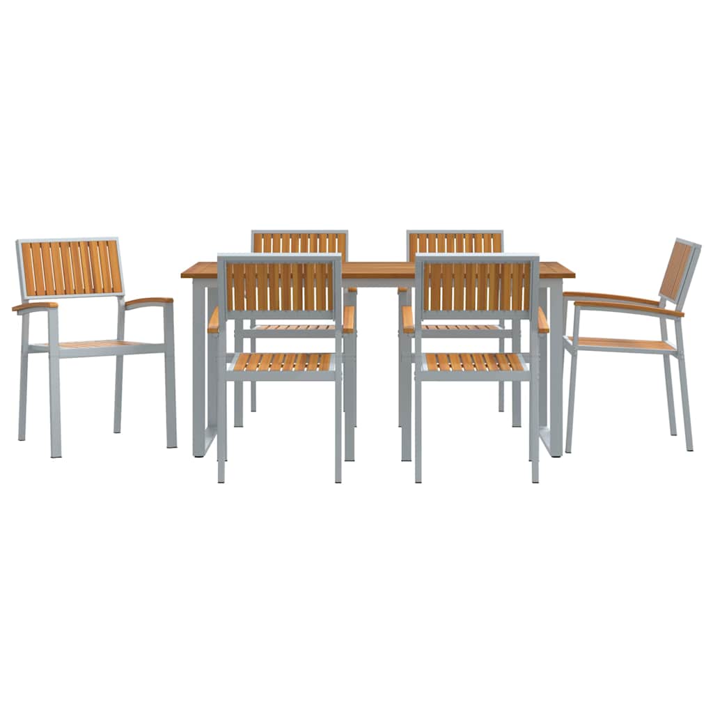 vidaXL Garten Essgruppe 7 pcs Grau Massivholz Akazie