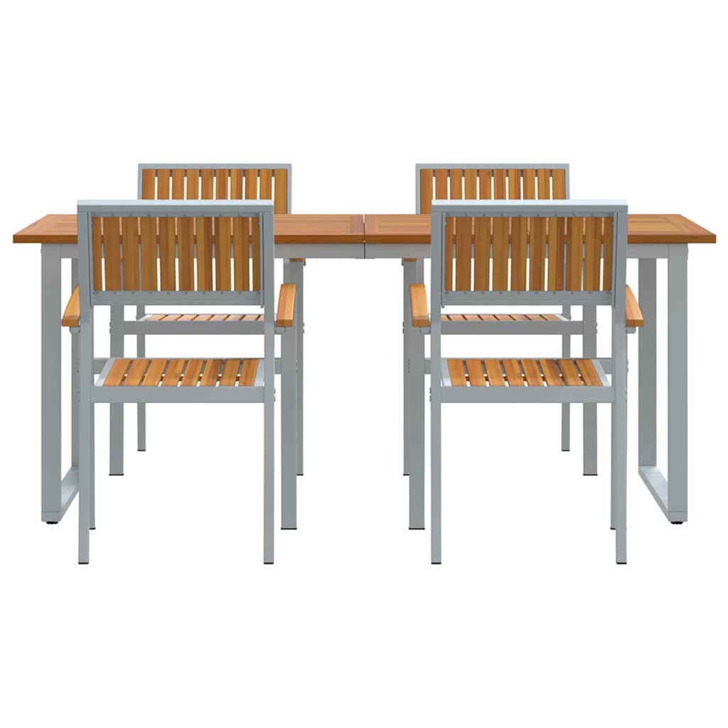 vidaXL Garten Essgruppe 5 pcs Grau Massivholz Akazie