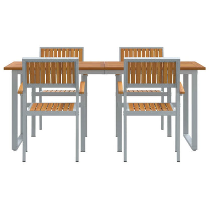 vidaXL Garten Essgruppe 5 pcs Grau Massivholz Akazie