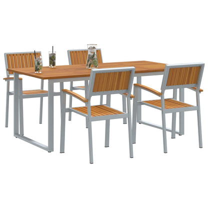 vidaXL Garten Essgruppe 5 pcs Grau Massivholz Akazie