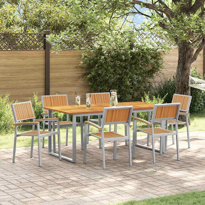 vidaXL Garten Essgruppe 7 pcs Grau Massivholz Akazie