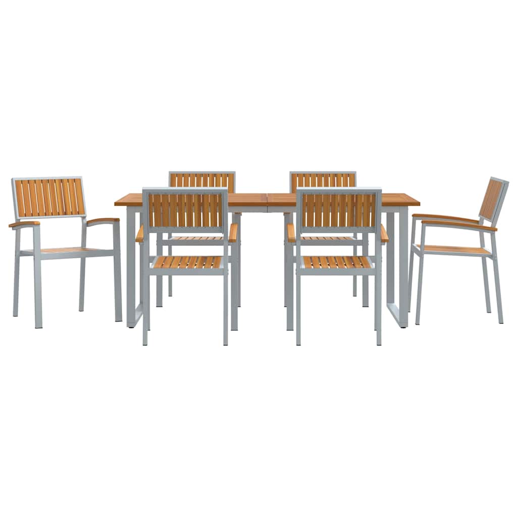 vidaXL Garten Essgruppe 7 pcs Grau Massivholz Akazie
